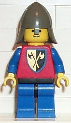 Lego Castle Crusader Axe - Blue Legs with Black Hips, Dark Gray Neck-Protector