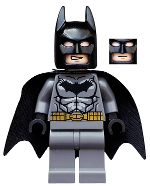 Lego Batman - Dark Bluish Gray Suit, Gold Belt, Black Hands, Starched Cape