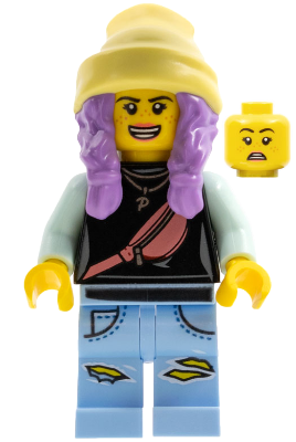 Lego Hidden Side Parker L. Jackson - Black Top with Beanie (Open Mouth Smile / Scared)