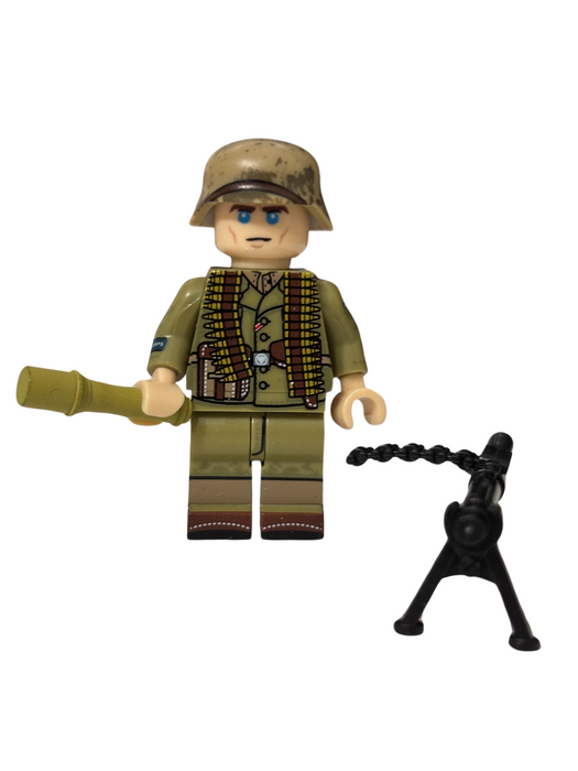 Custom Printed WW2 Minifigure German Afrikakorps Machine Gunner