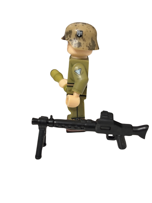 Custom Printed WW2 Minifigure German Afrikakorps Machine Gunner