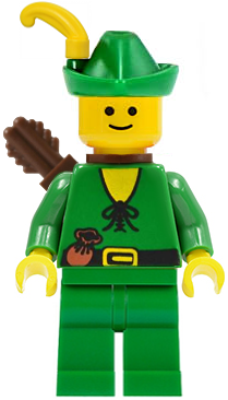Lego Castle Forestman - Pouch, Green Hat, Yellow Feather, Quiver