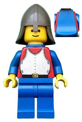 Lego Castle Breastplate - Red with Blue Arms, Blue Legs, Dark Gray Neck-Protector, Blue Plastic Cape