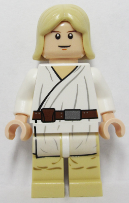 Lego Star Wars Luke Skywalker - Light Nougat, Long Hair, White Tunic