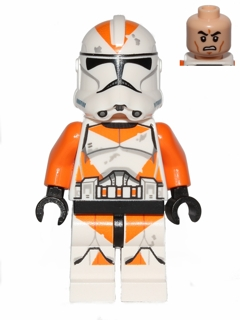 Lego Star Wars Clone Trooper, 212th Attack Battalion (Phase 2) - Orange Arms, Dirt Stains, Scowl