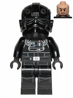 Lego Star Wars Imperial TIE Fighter Pilot - Light Nougat Head, Scowl, Silver Insignia on Helmet