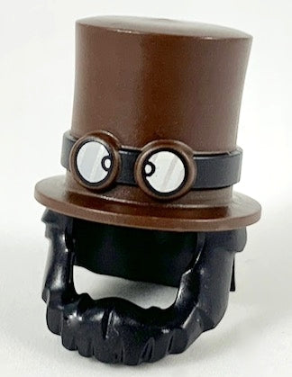 Lego dark Brown minifigure hair combo with top hat