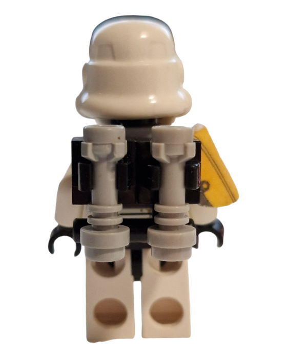 Lego Star Wars Sandtrooper - White Pauldron, Survival Backpack, Dirt Stains, Balaclava Head Print and Helmet with Dotted Mouth Pattern