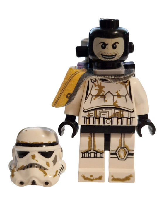 Lego Star Wars Sandtrooper - White Pauldron, Survival Backpack, Dirt Stains, Balaclava Head Print and Helmet with Dotted Mouth Pattern